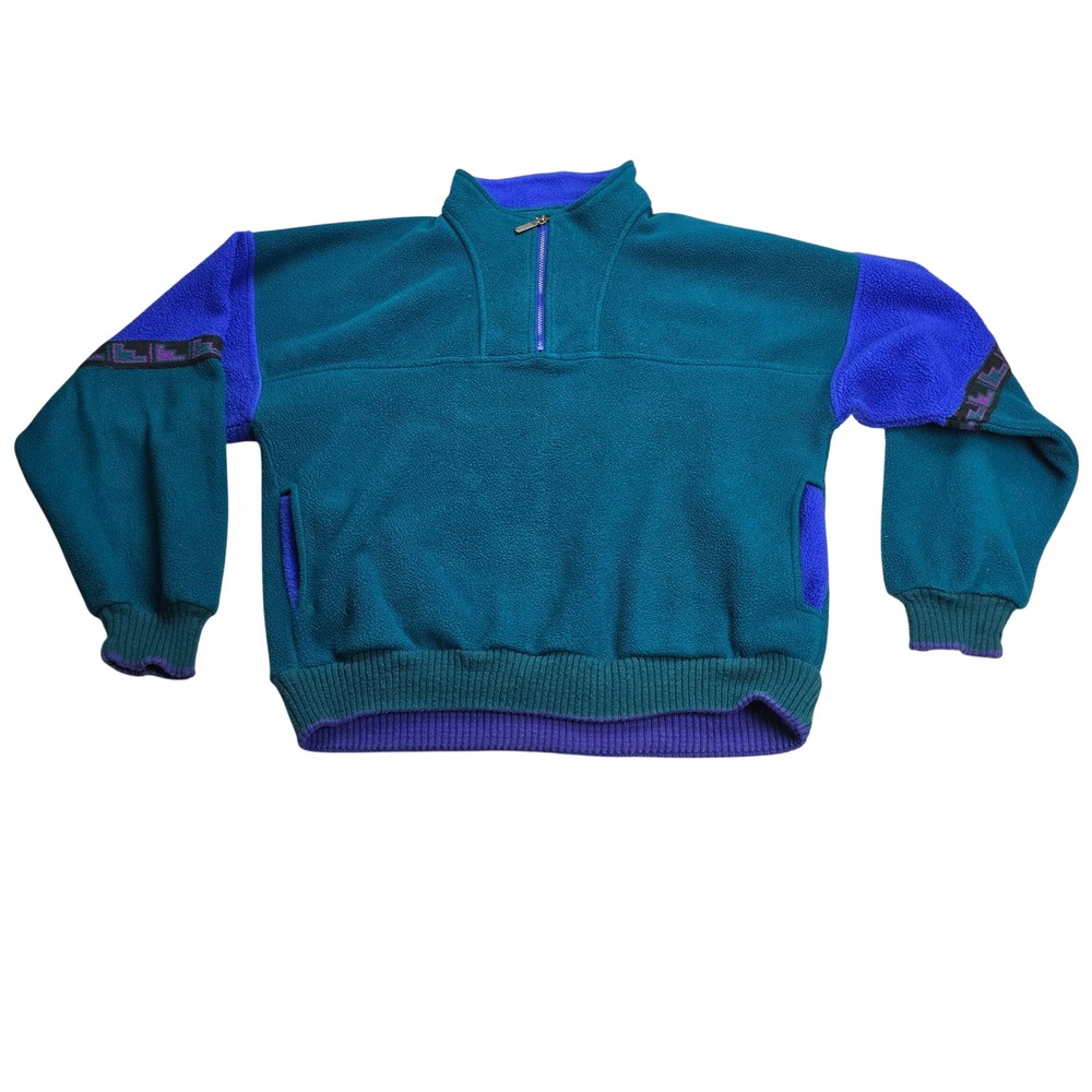 Alps Fleece Pullover Mens Large Teal Purple Fair Vintage 90s Polartec 1/4 Zip
